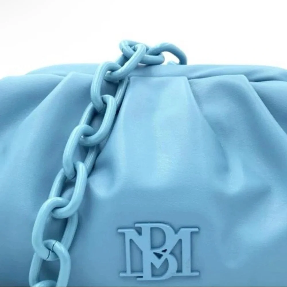 NWT Badgley Mischka Blue Dumpling Clutch - Picture 4 of 14